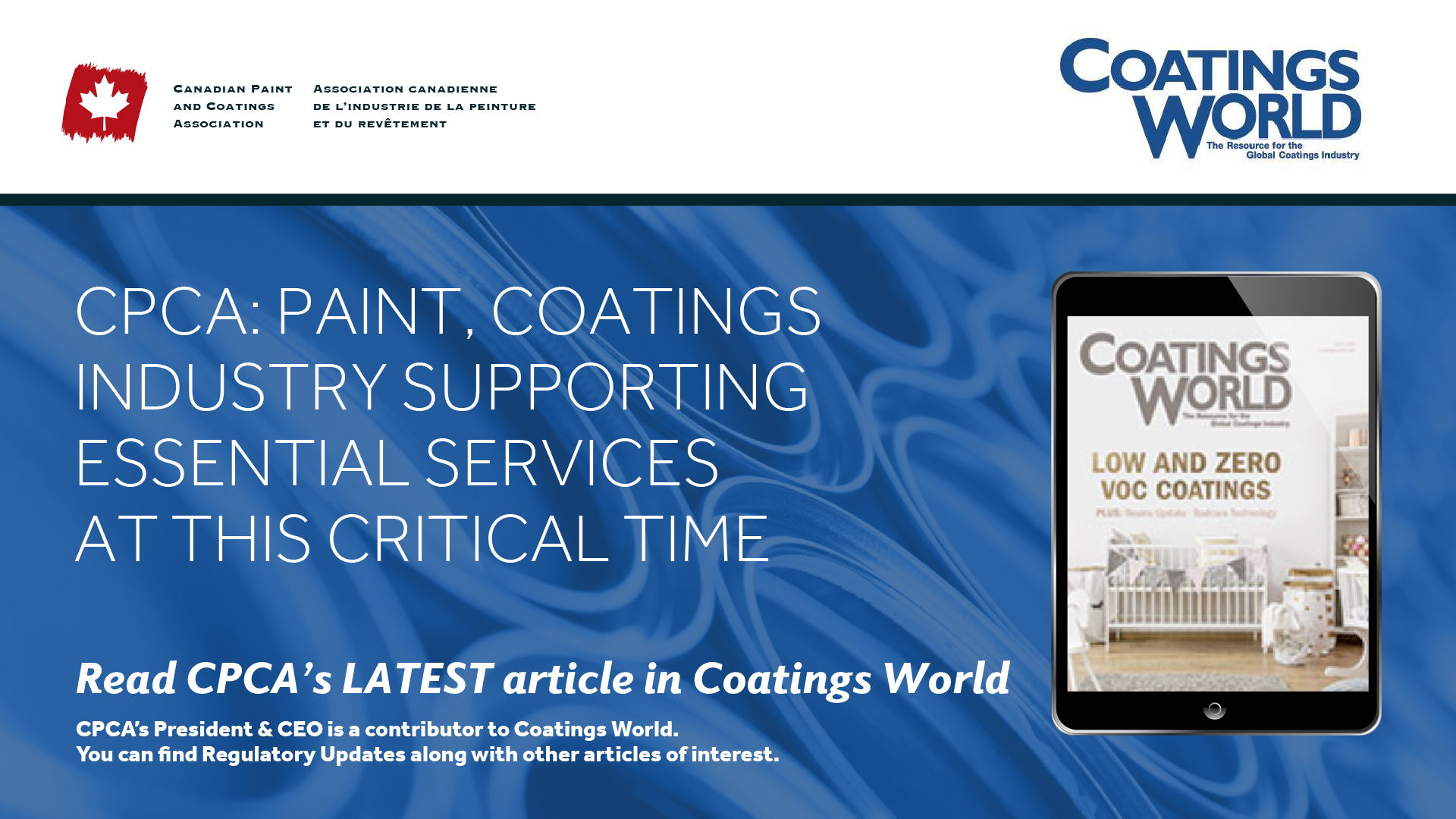 CPCA Paint, Coatings Industry Supporting Essential Services at this